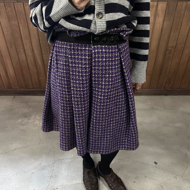 COMME DES GARCONS purple tweed wool skir