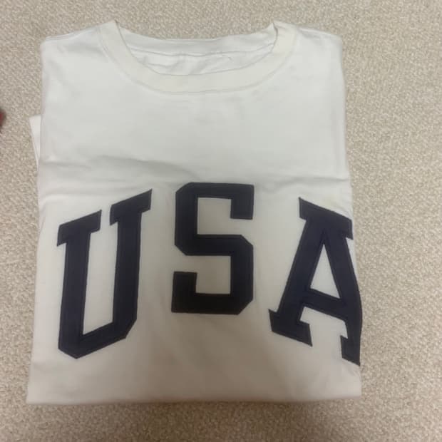 미국 USA 화이트 라운드 반팔티셔츠 105