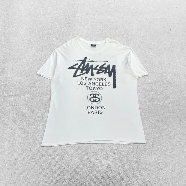 스투시 Stussy 월드투어 반팔 티셔츠 화이트