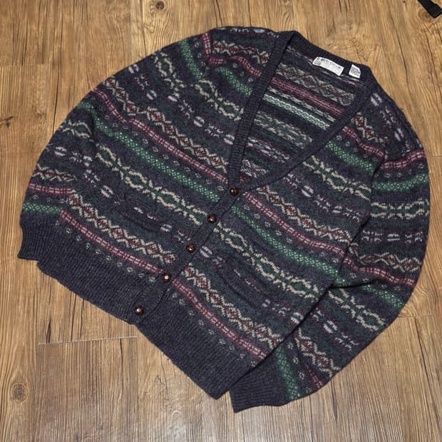 커런트 에디션즈 패턴 브이넥 가디건