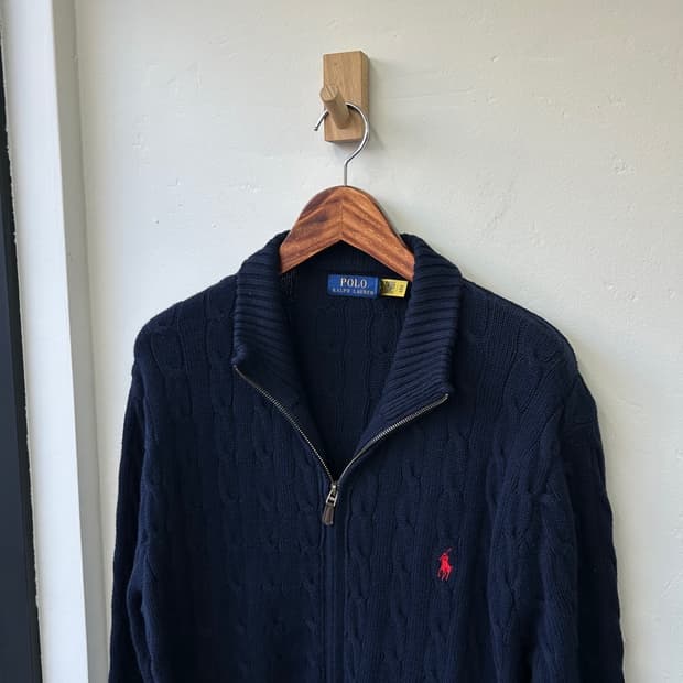 15576 - 폴로 랄프로렌 네이비 케이블 니트 집업