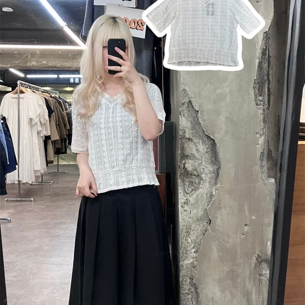 빈티지 레이스 코튼 반팔 티셔츠#csz4096