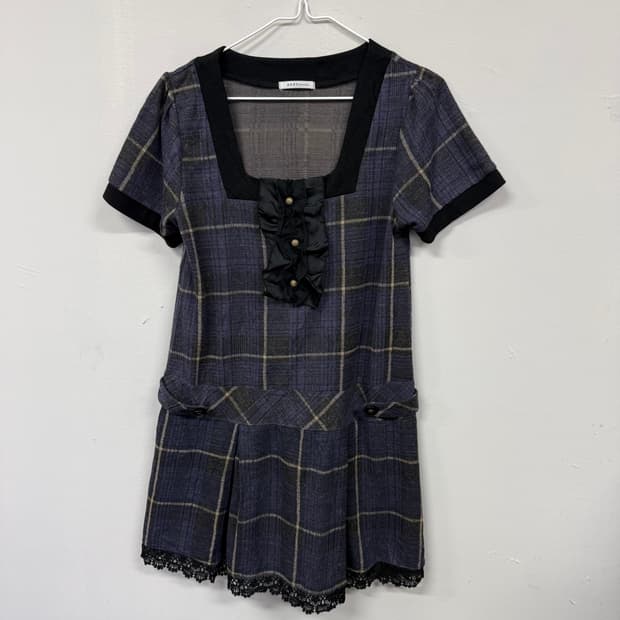 엑시즈팜 체크원피스 오네갸루