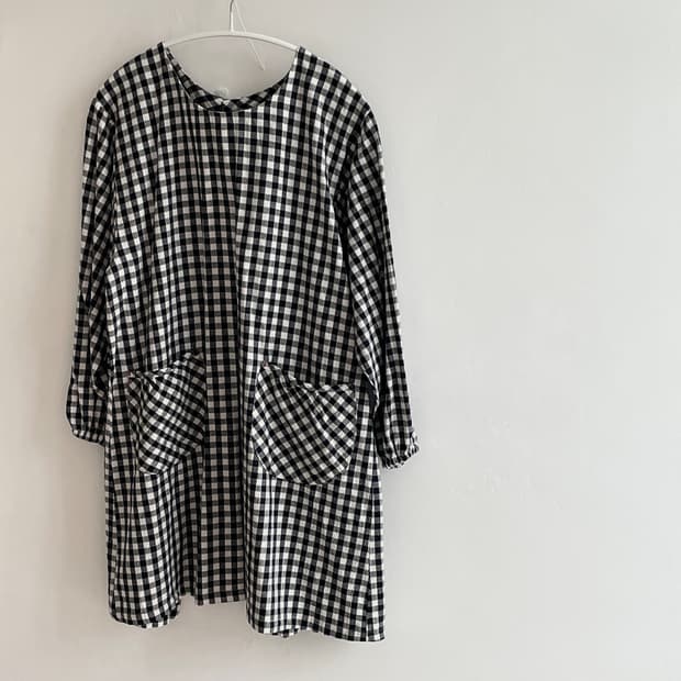 블랙 앤 화이트 체크 원피스