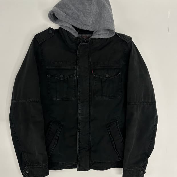 리바이스 데저트 후드 레이어드 자켓(워싱블랙)