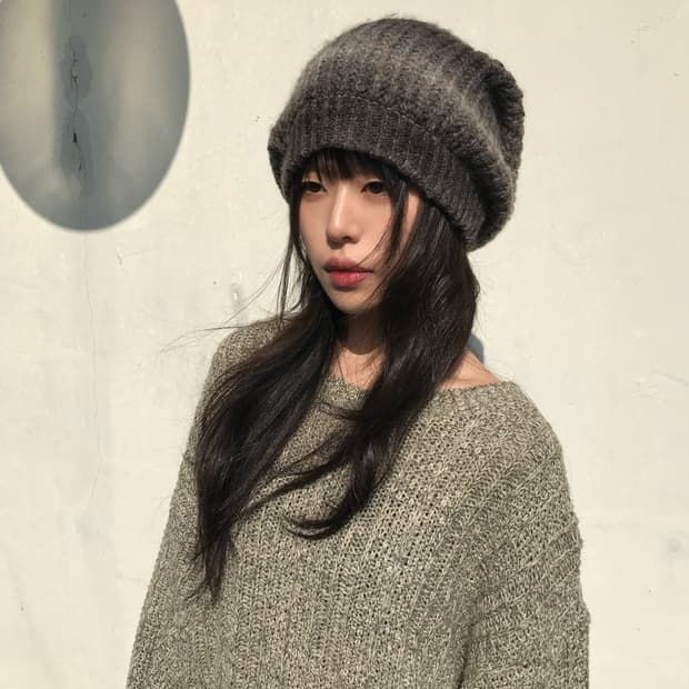 그라데이션 니트 비니