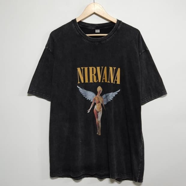 Free NIRVANA 너바나 반팔티 인유테로 가먼트다이 차콜그레이