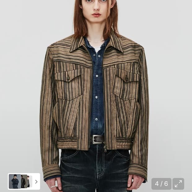 44) 엘무드 로데오 트러커 블루종 자켓 웨스턴 스트라이프