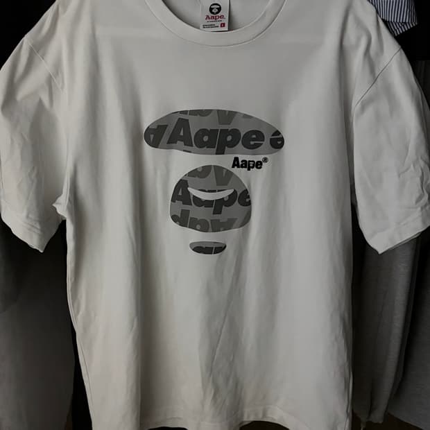 AAPE BY A BATHING APE 문페이스 로고 반팔티 화이트 L