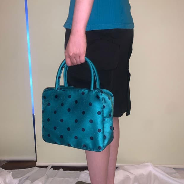 피치바스켓마켓 도트백 그린