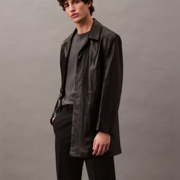 calvin klein studio 차은우 레더 카코트 유일매물