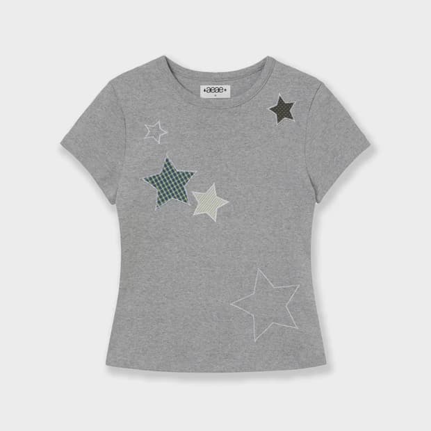 CHECK STAR TEE [MELANGE GREY]