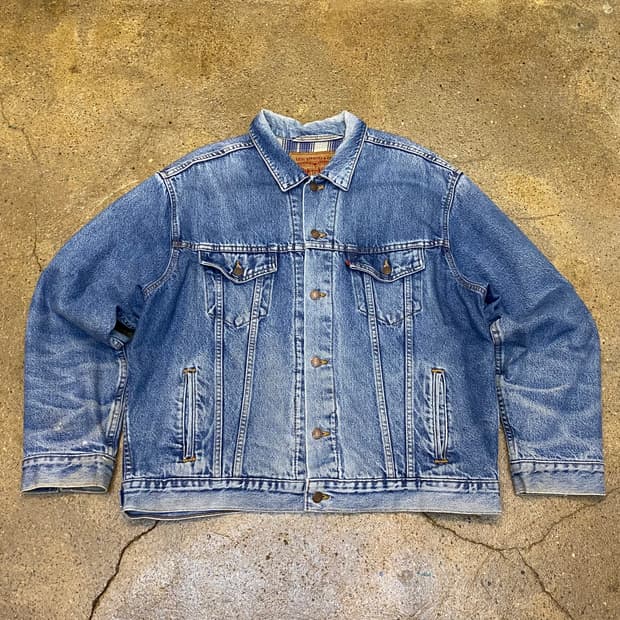 레어 90s Made in USA 빈티지 리바이스 트러커 데님자켓 청자켓