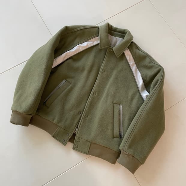 언어펙티드 울 바시티 자켓 점퍼 L 그린