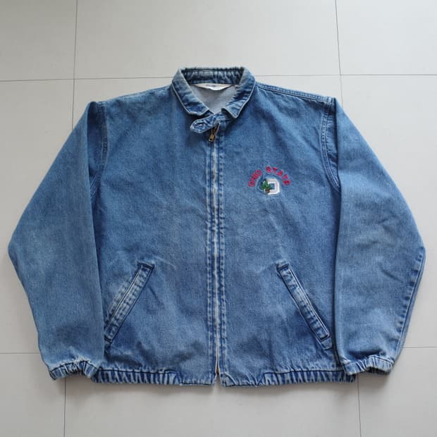 90s 초크라인 MADE in USA 오하이오 데님 블루종 베이포트 자켓