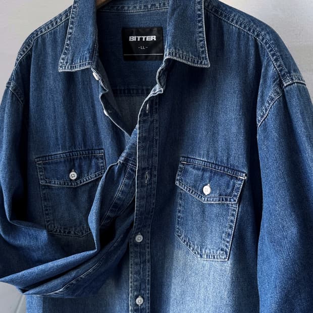 Cotton denim L/S work shirt