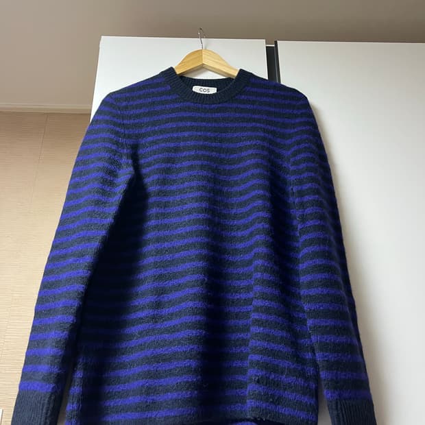 [M] 코스 모헤어 퍼플 스트라이프 크루넥 니트