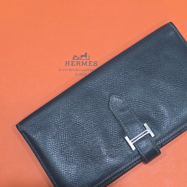 에르메스 베안 엡송  그레이 은장 장지갑 ㅁJ각인