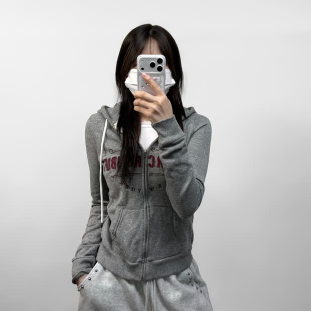 아베크롬비 스펠 로고 후드집업 그레이
