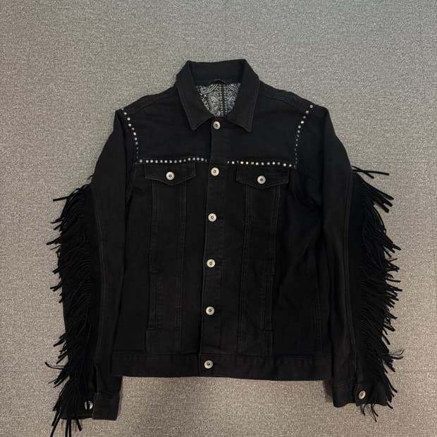 자라 스터드 프린지 데님 자켓 M 