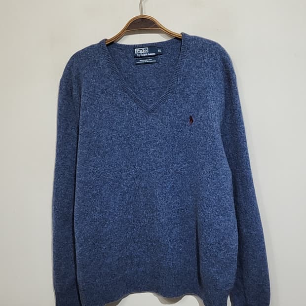 (L) 랄프로렌 폴로 램스울 니트 브이넥 스웨터 캐주얼 
