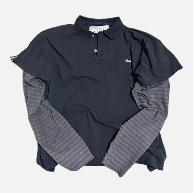 [S] ERL 이알엘 더블 슬리브 폴로 티셔츠 블랙