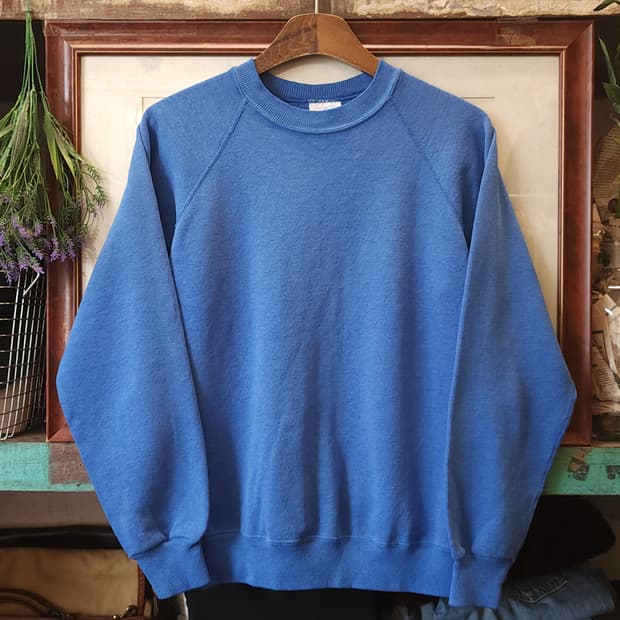 90s 빈티지 스웻셔츠 플레인 스웻셔츠 파스텔 블루 페이딩 L