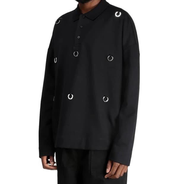 라프시몬스 X 프레드페리 19AW 월계수링 카라넥 스웻 셔츠