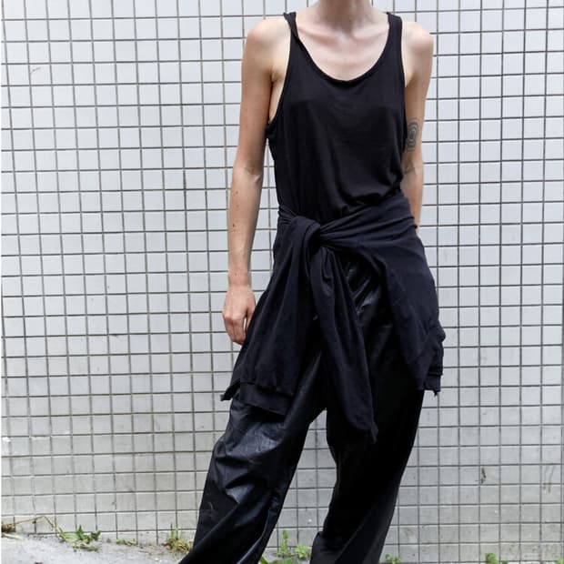 MUDULE / PAJAMA PANTS GLOSSY BLACK