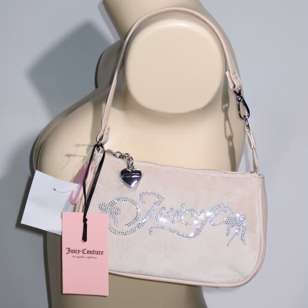 쥬시 꾸뛰르 벨로아 라인스톤 미니 숄더백 베이지 💛 갸루 락시크 y2k