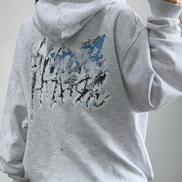 Brown Breath 브라운브레스 백 로고 멜란지 후드티