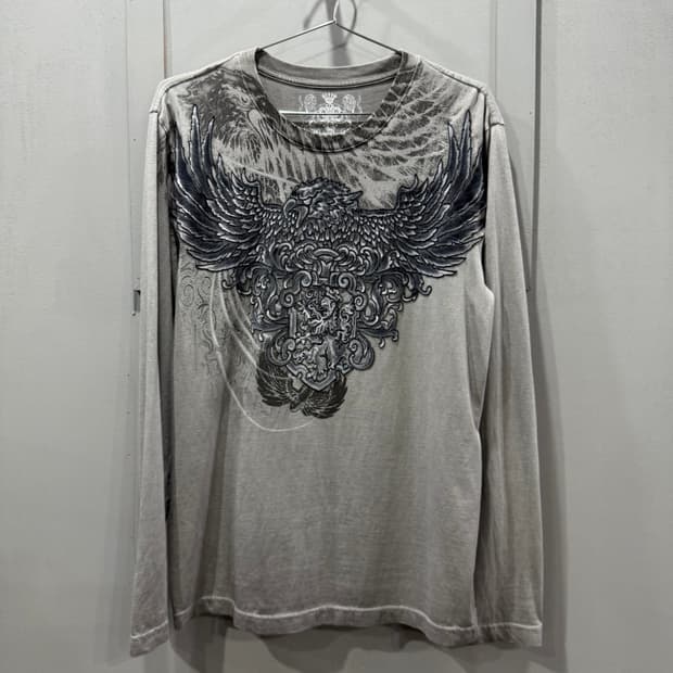 M Prenpotente 빈티지 이글 롱 슬리브 긴팔 티셔츠