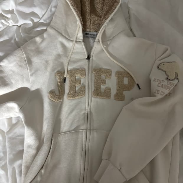 지프 폴라베어 와펜 후드집업 아이보리 m