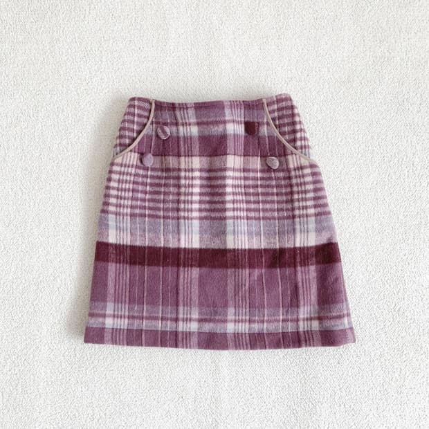 포도맛 체크 울 스커트