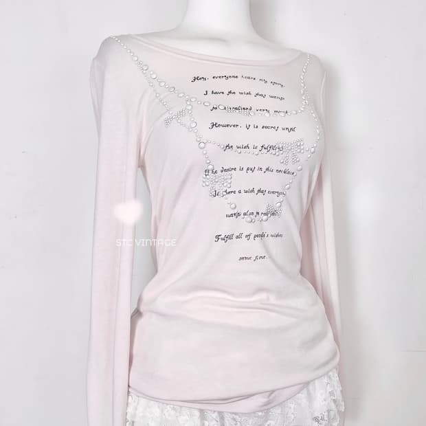 Stc vintage 빈티지 히메 비즈 디테일 페일핑크 롱슬리브 