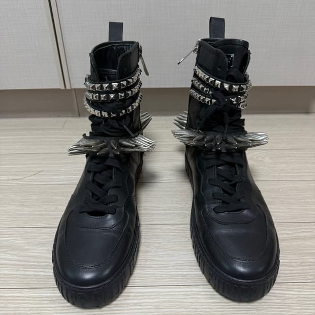 (41 size) 필립 플레인 스터드 장식 레더 부츠
