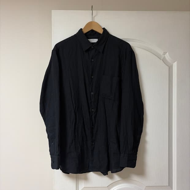 (L) 유니클로 프리미엄 리넨 셔츠 블랙 uniqlo 린넨셔츠