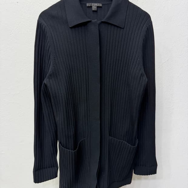 정품) COS 코스 블랙 골지 가디건 XS