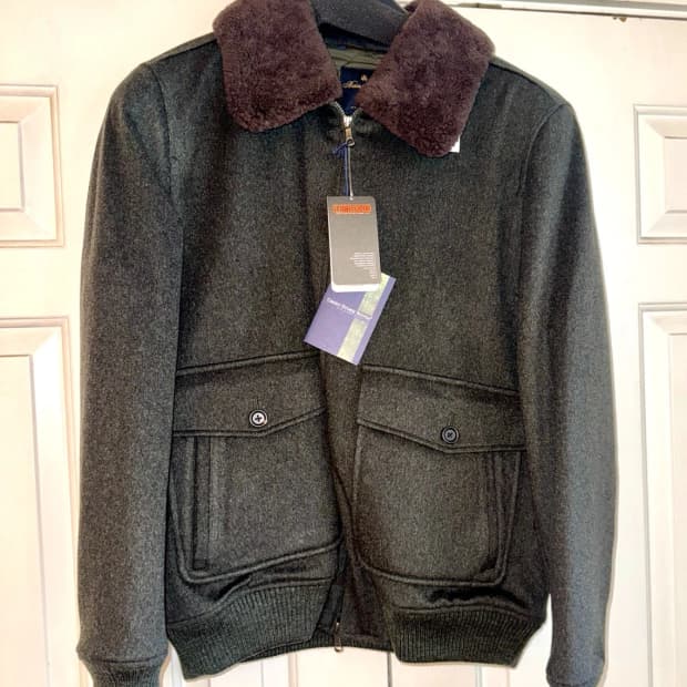 XL 브룩스브라더스 시어링 칼라 항공 점퍼 (올리브)