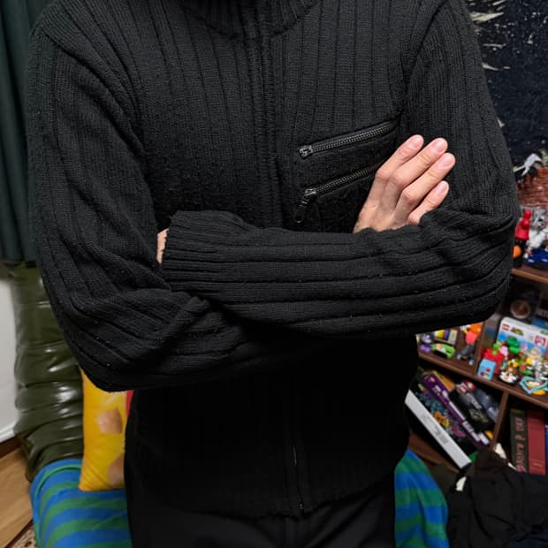 일본 빈티지 지퍼 집업 가디건 블랙