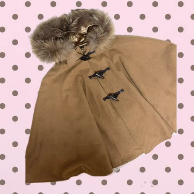 라떼갸루깔 브라운 케이프 퍼후드 떡볶이단추 포인트