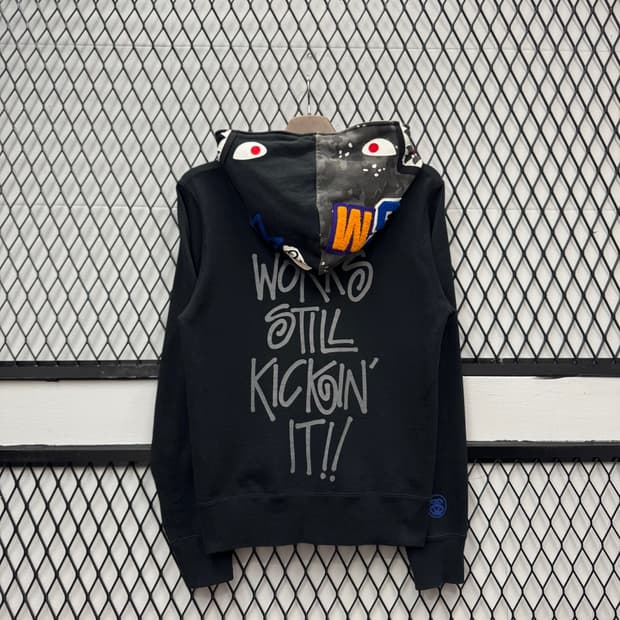 10F/W 베이프 X 스투시 샤크 후드 집업 30주년 기념 콜라보 블랙