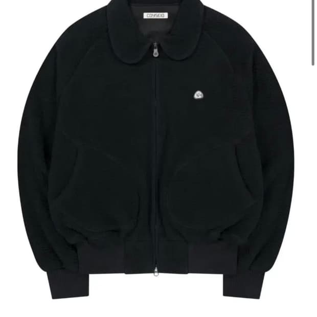 코이세이오 라운드 칼라 플리스 자켓 블랙