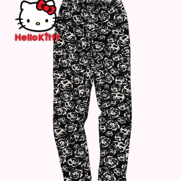 13's rose kitty pattern leggings pants