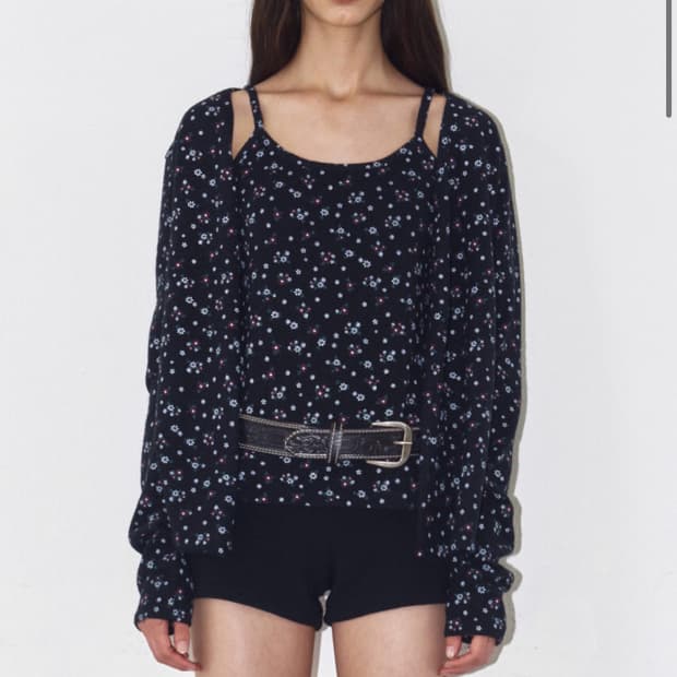 ploysooem FLOWER CARDIGAN SET, BLACK