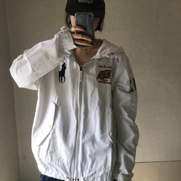 폴로 브리튼 빅포니 화이트 후드 자켓