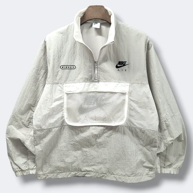 [2XL] 나이키에어 그레이 메쉬포켓 반집업 윈드브레이커 아노락
