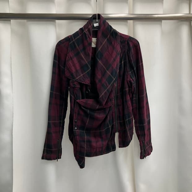 디젤 레드 체크 드레이프 펑크 자켓 M