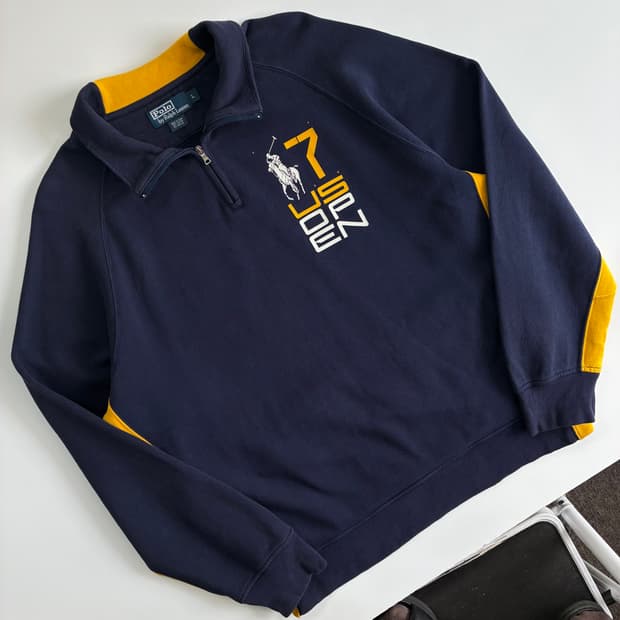 Polo 폴로 랄프로렌 00‘s RL화이트 빅포니 쿼터집업 스웻셔츠