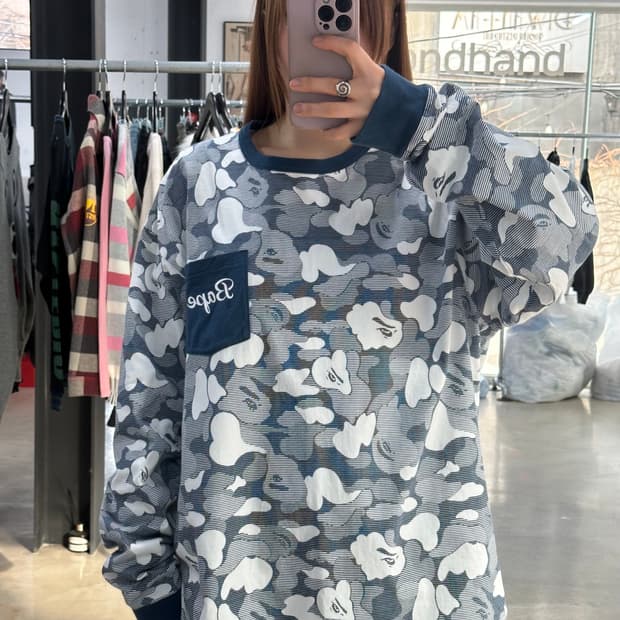 베이프 ABC 카모 포켓 롱슬리브 